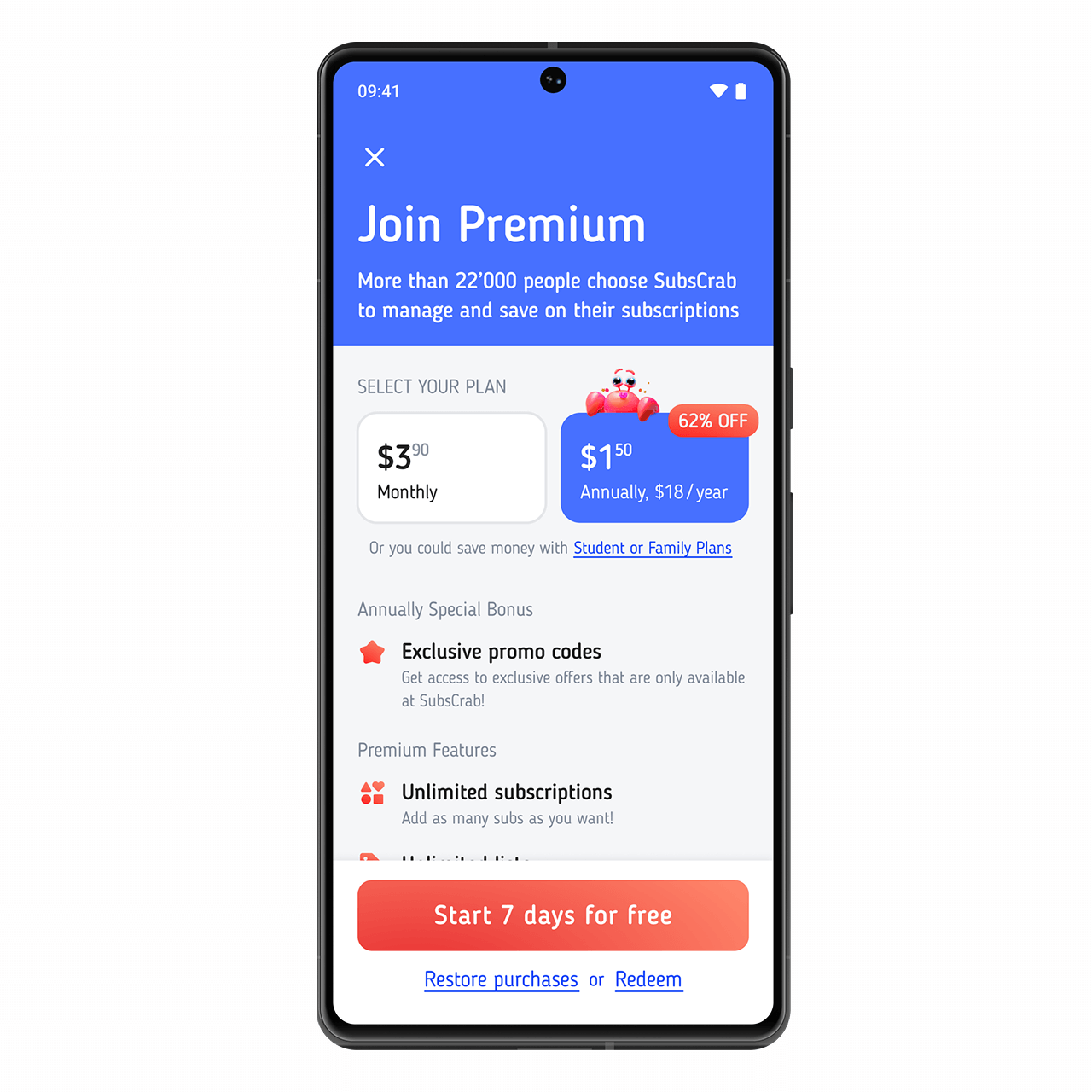 SubsCrab: New Paywall